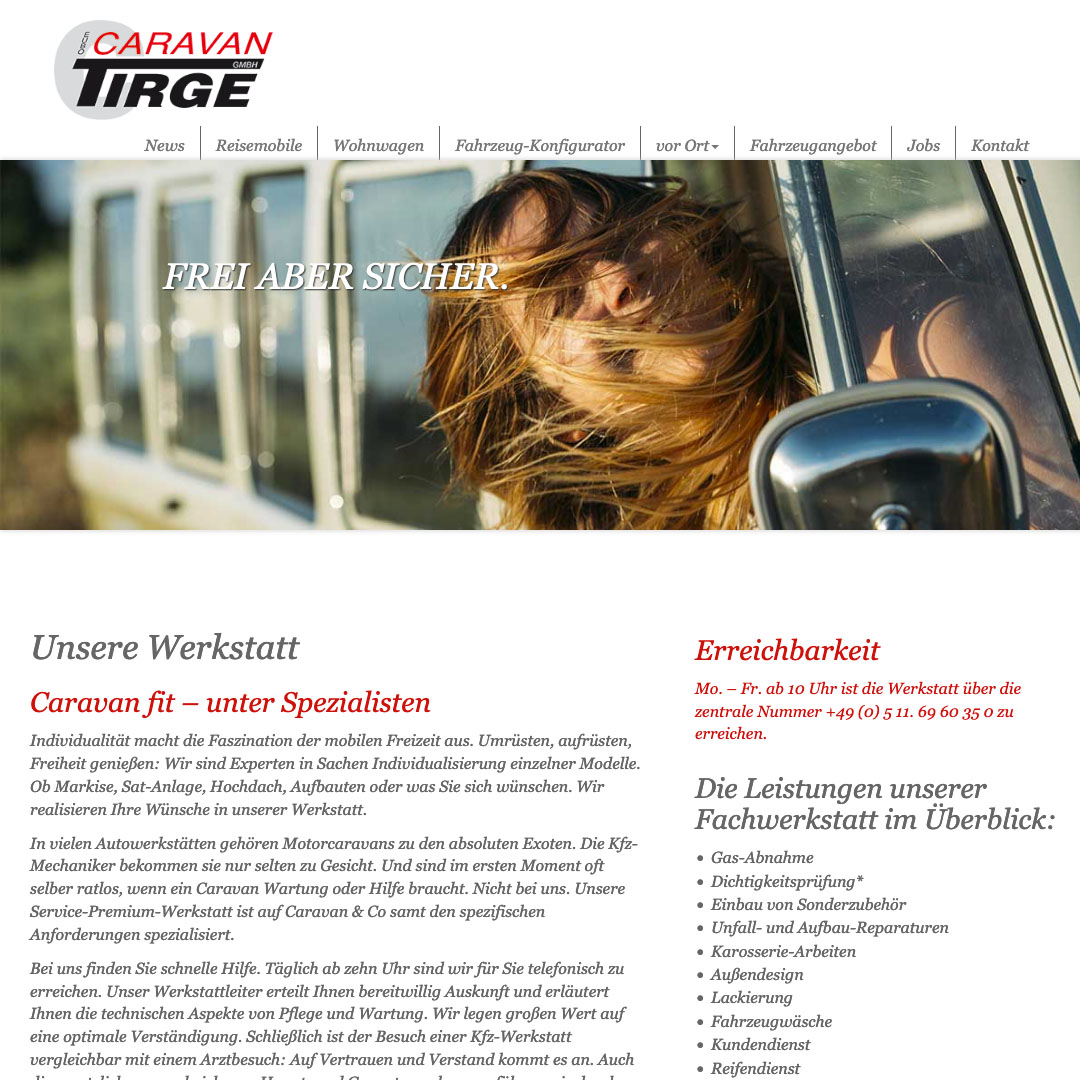 Homepage für EUBO Caravan Tirge