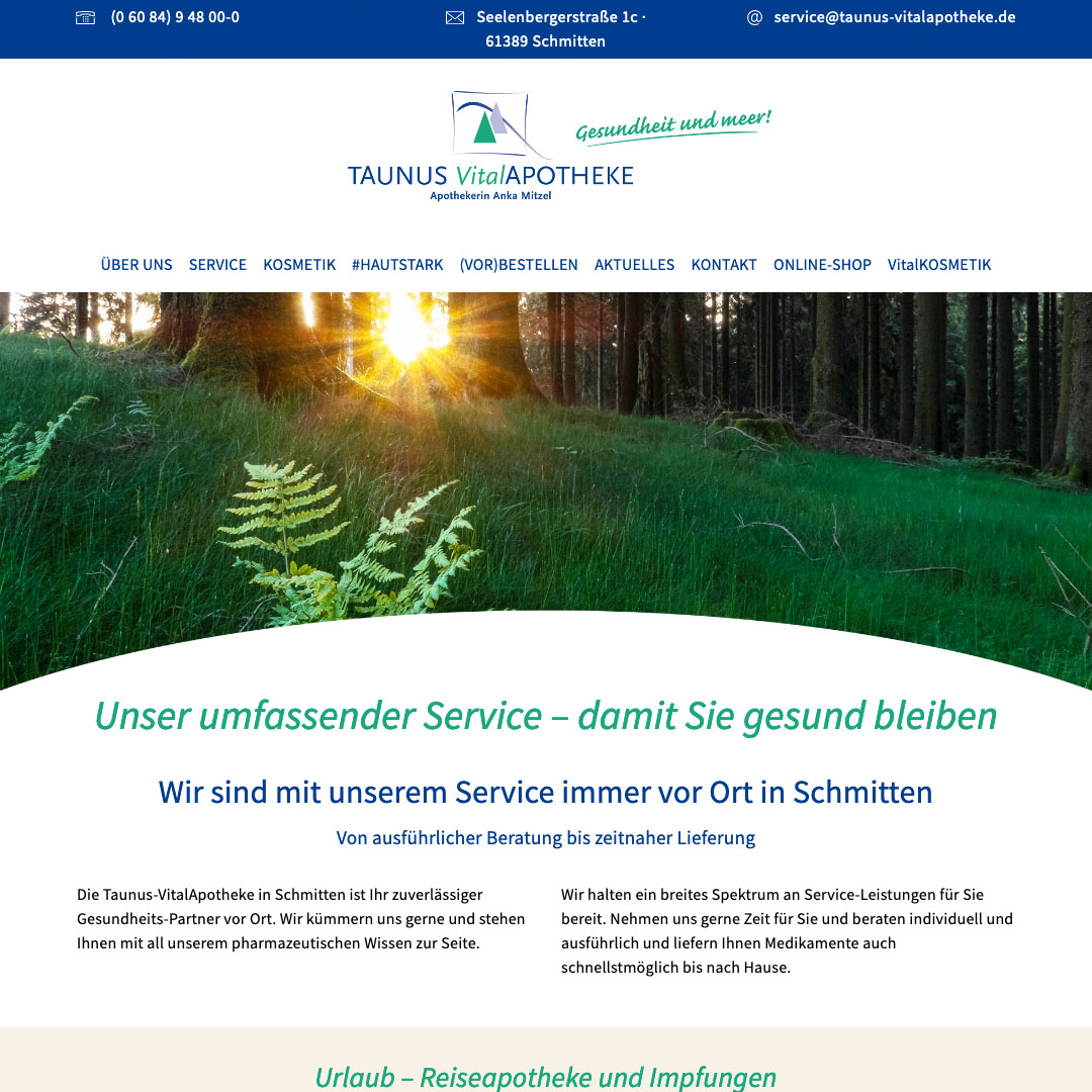 Homepage für Taunus VitalApotheke